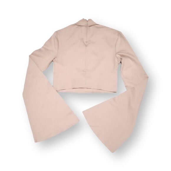 Topshop Pink Cutout Wrap Effect Ballet Crop Top With Bell Sleeves US 4 … - Picture 2 of 3